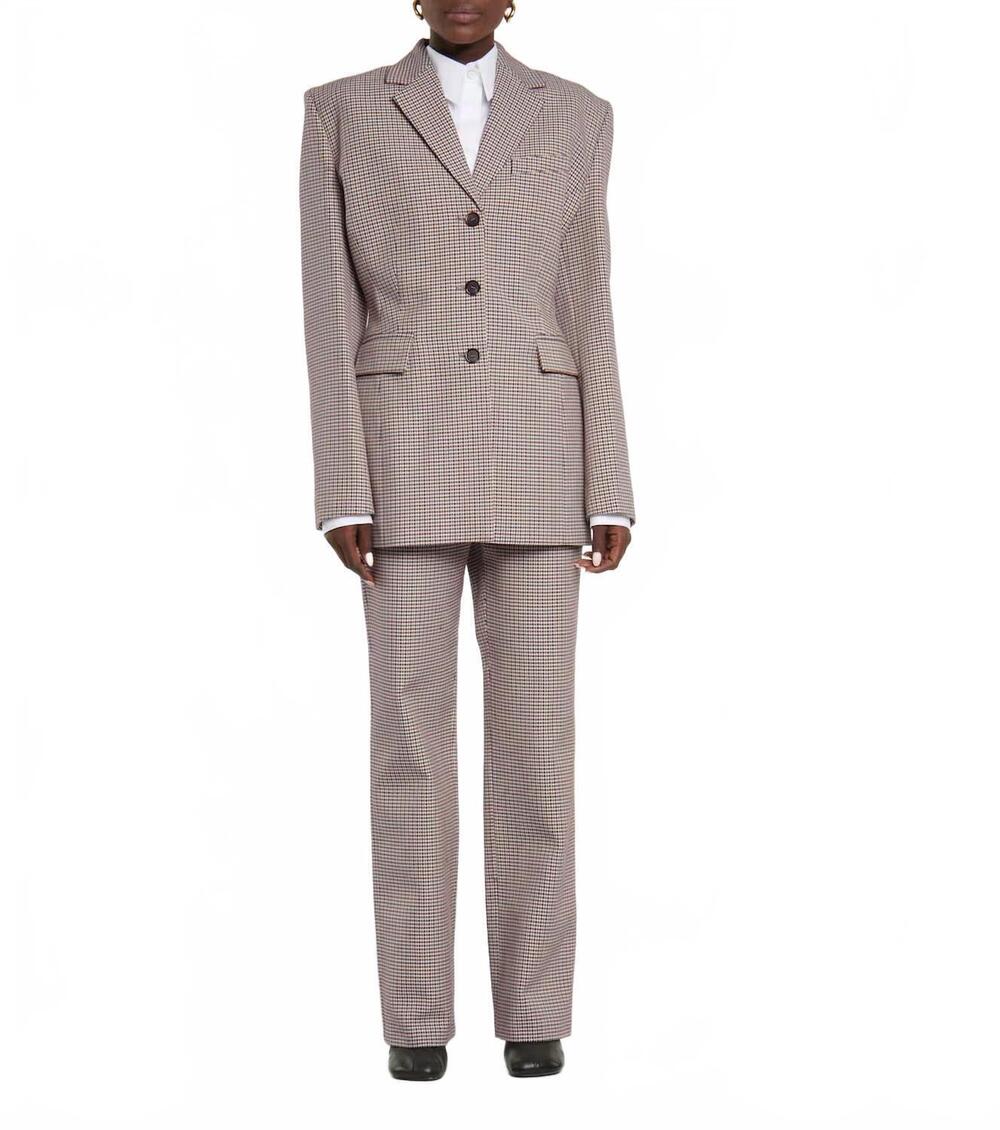 NEW SALVATORE FERRAGAMO wool houndstooth trousers in multi